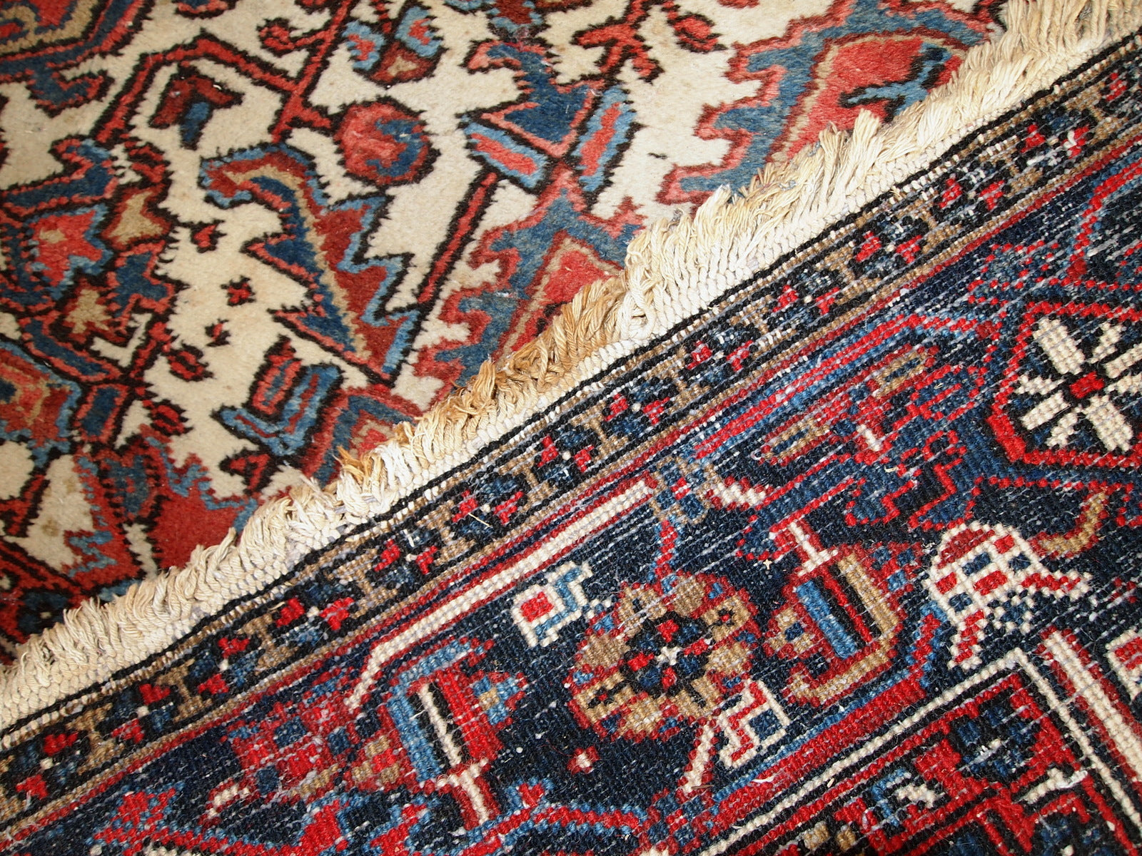 Handmade vintage Persian Heriz rug, 1950s