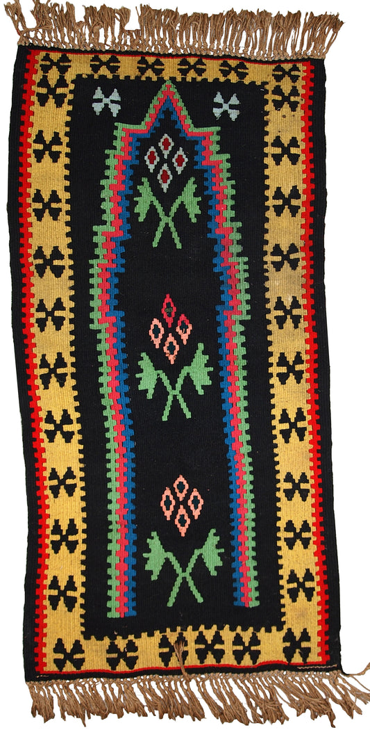 Handmade vintage prayer Turkish Anatolian kilim, 1970s