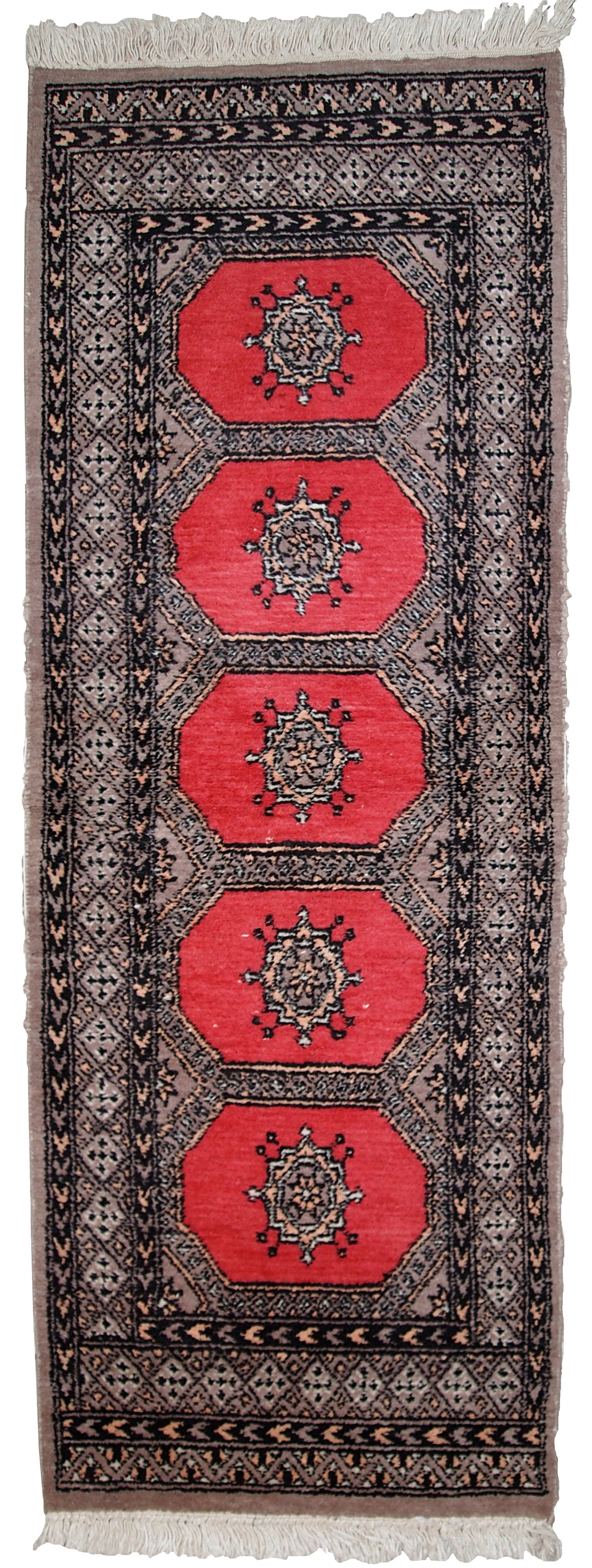 Handmade vintage Uzbek Bukhara rug, 1960s