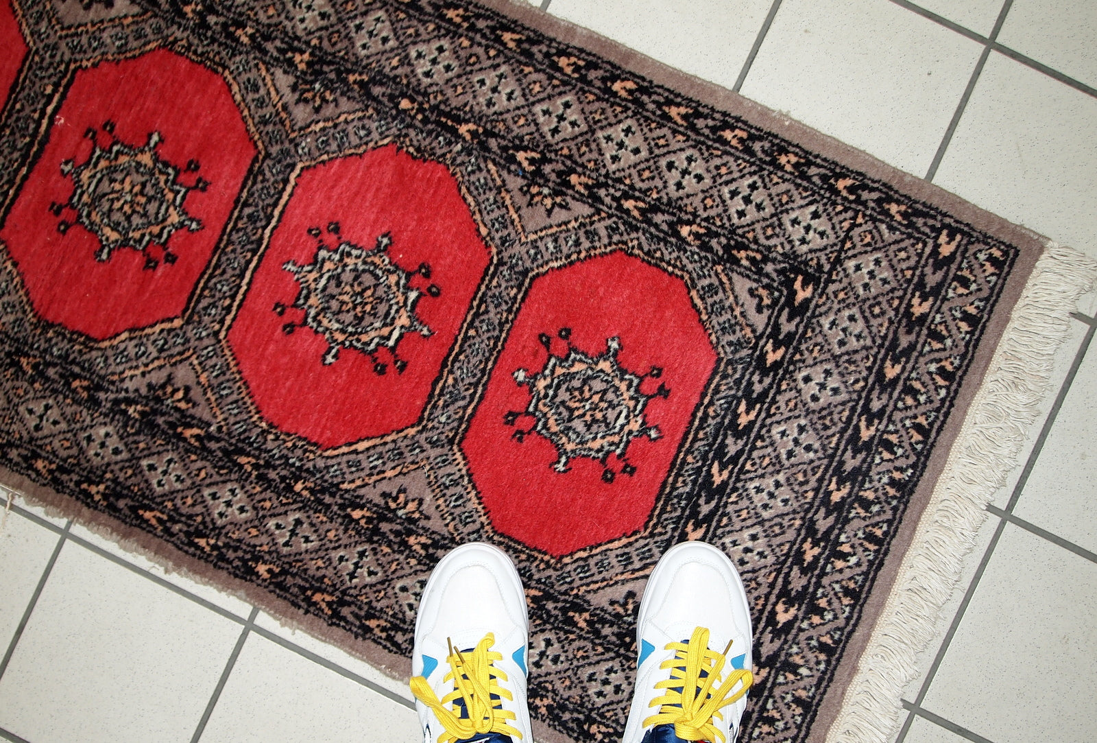 Handmade vintage Uzbek Bukhara rug, 1960s