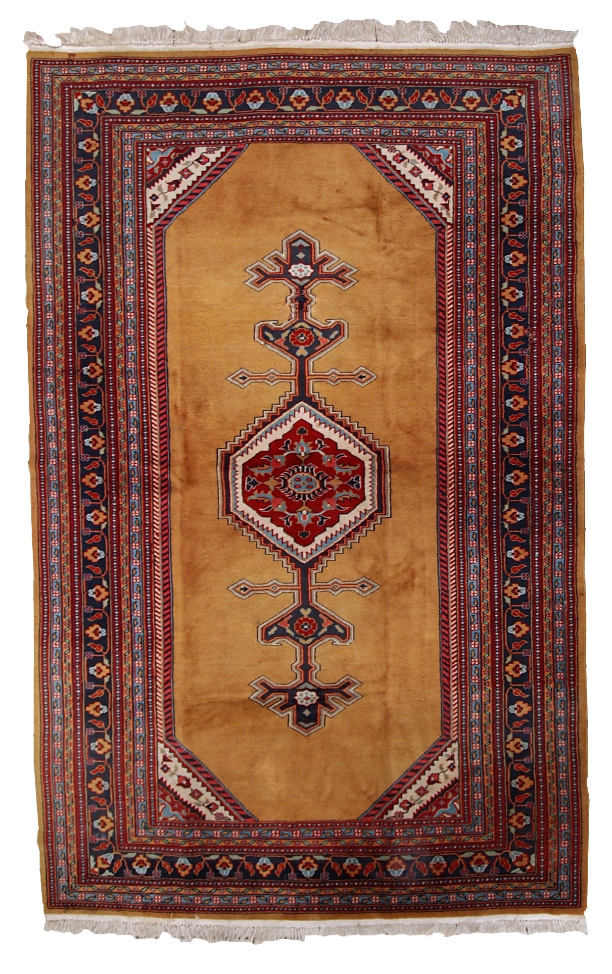 Handmade vintage Uzbek Bukhara rug, 1960s