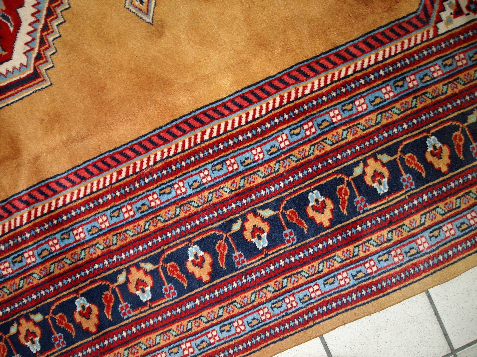 Handmade vintage Uzbek Bukhara rug, 1960s