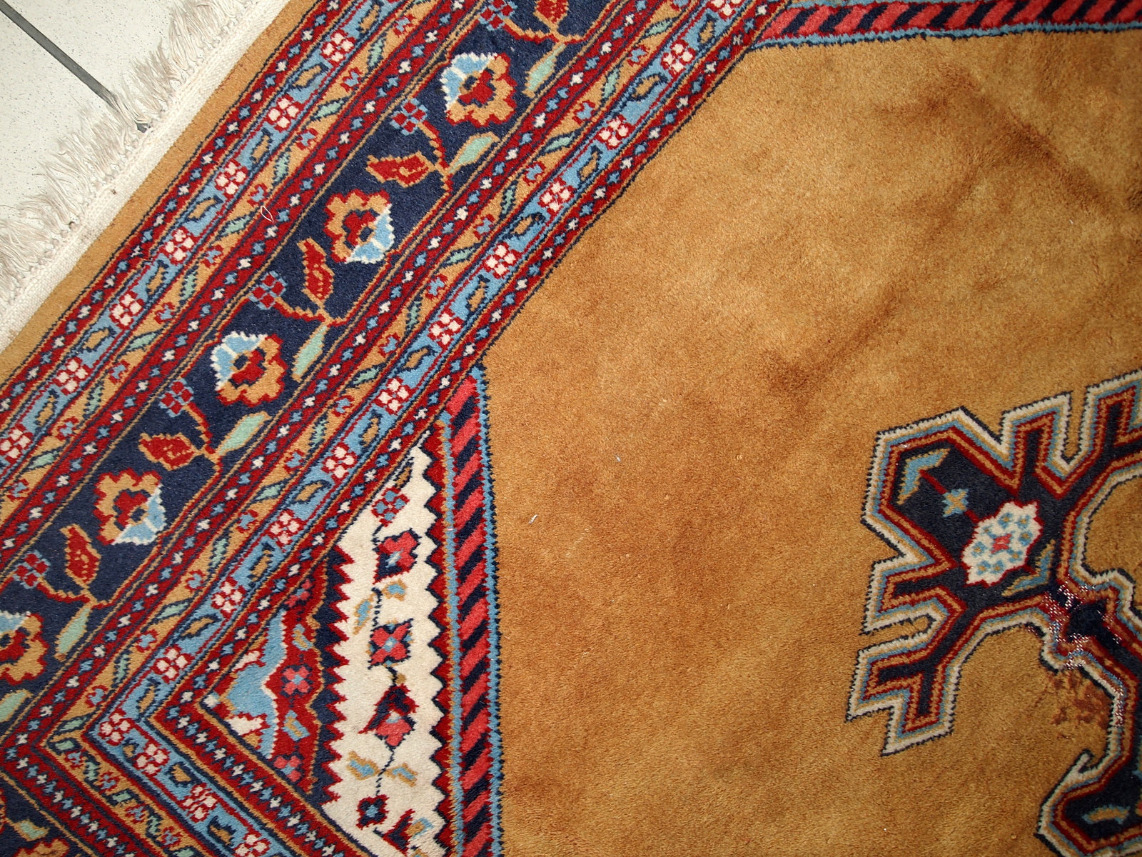 Handmade vintage Uzbek Bukhara rug, 1960s