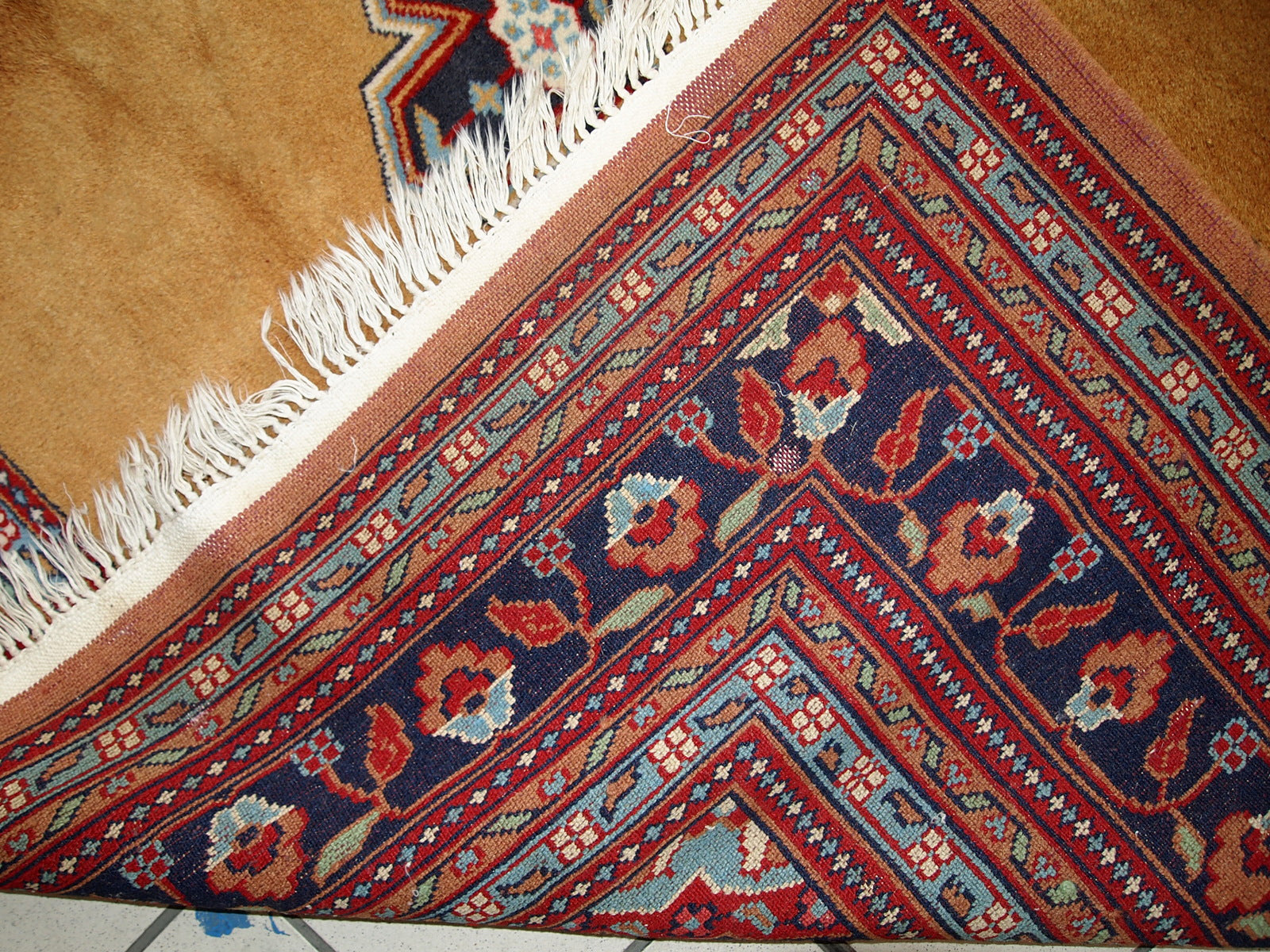Handmade vintage Uzbek Bukhara rug, 1960s