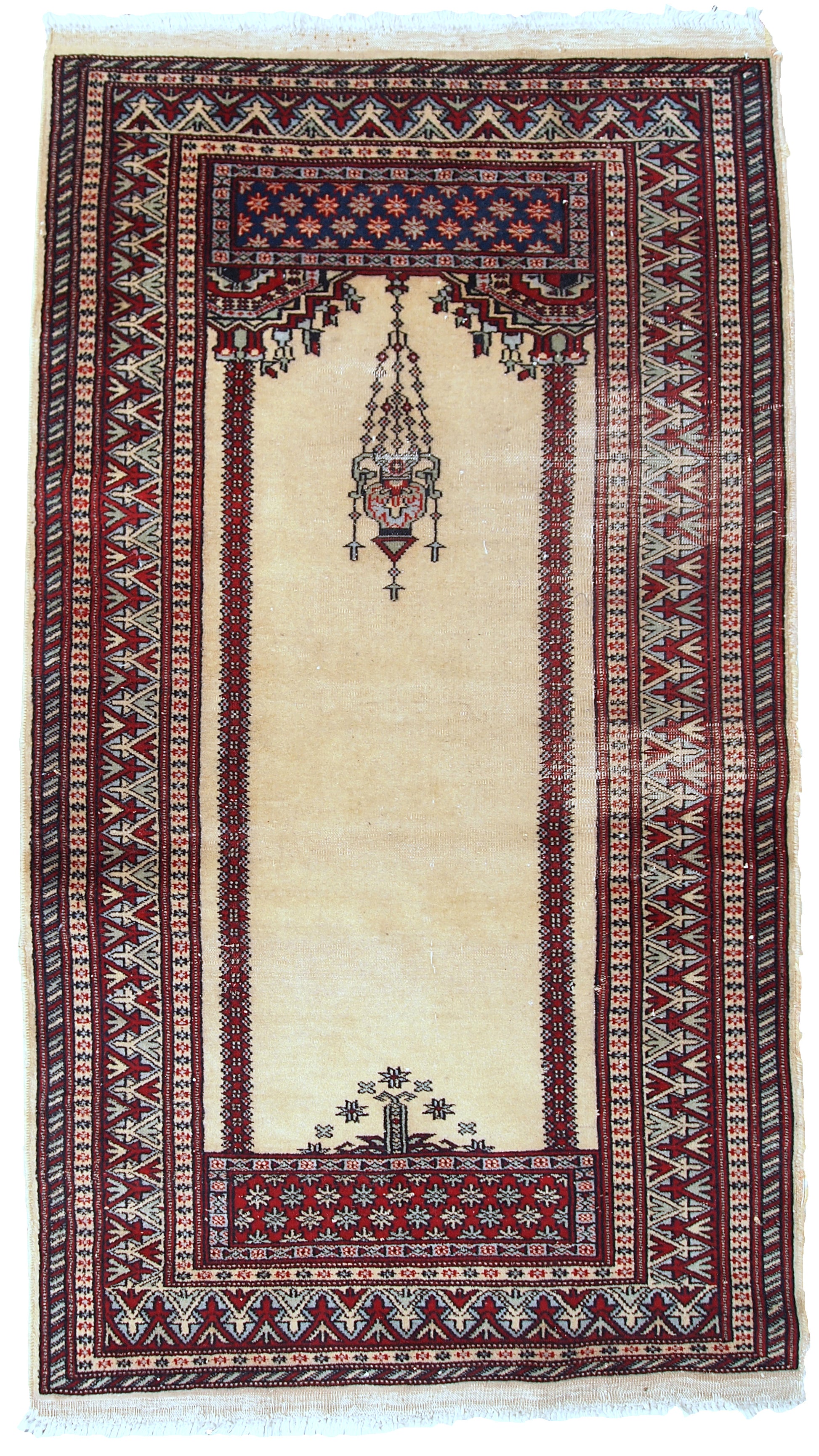 Handmade vintage prayer Pakistani Lahore rug, 1960s