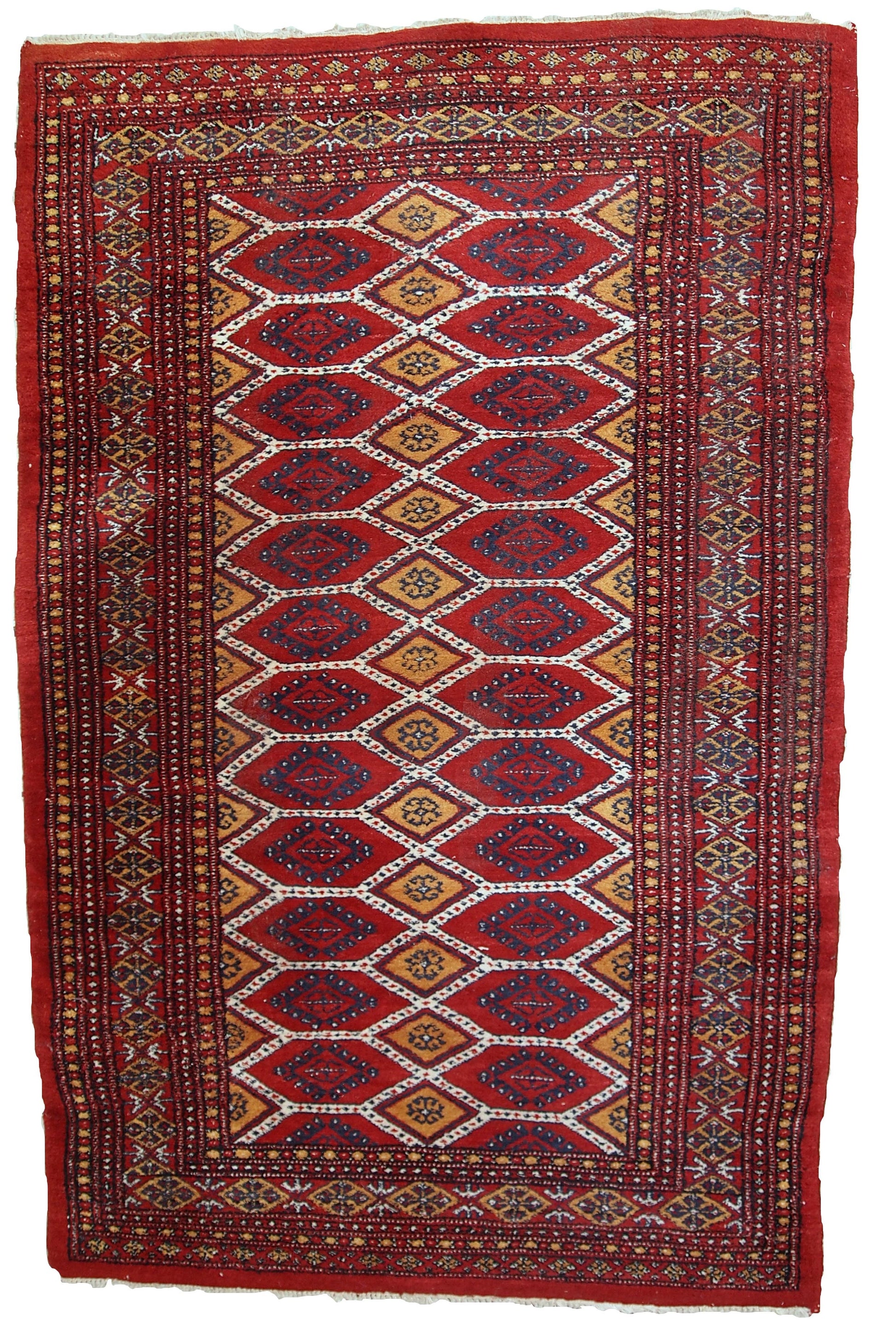 Handmade vintage Uzbek Bukhara rug, 1960s
