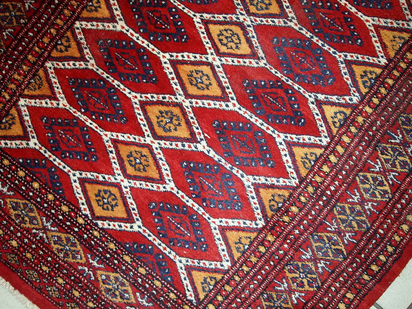 Handmade vintage Uzbek Bukhara rug, 1960s