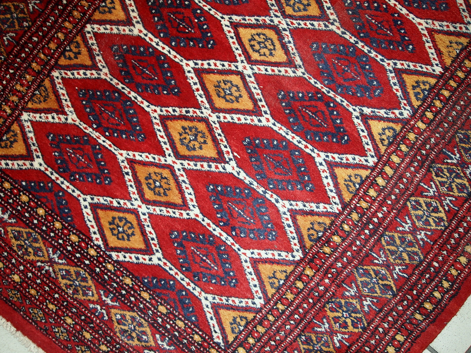 Handmade vintage Uzbek Bukhara rug, 1960s
