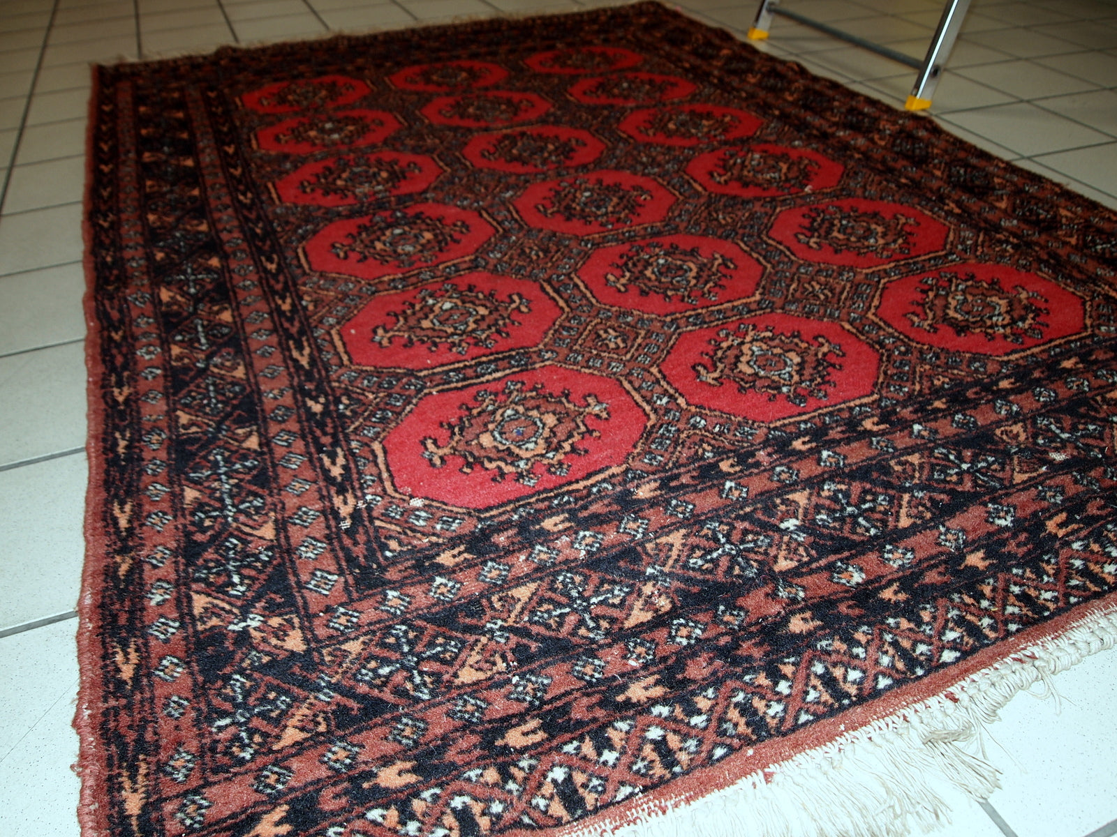 Handmade vintage Uzbek Bukhara rug 1960s