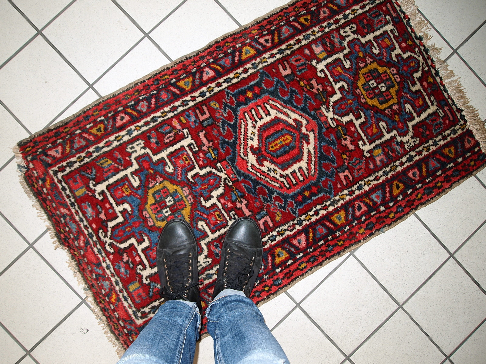 Handmade antique Persian Karajeh rug 1920s