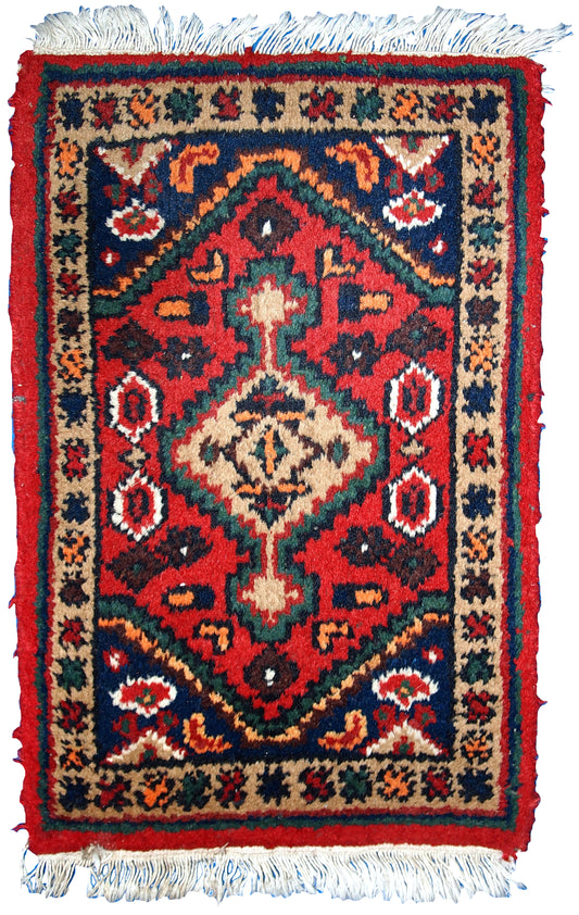 Handmade vintage Persian Hamadan rug 1970s