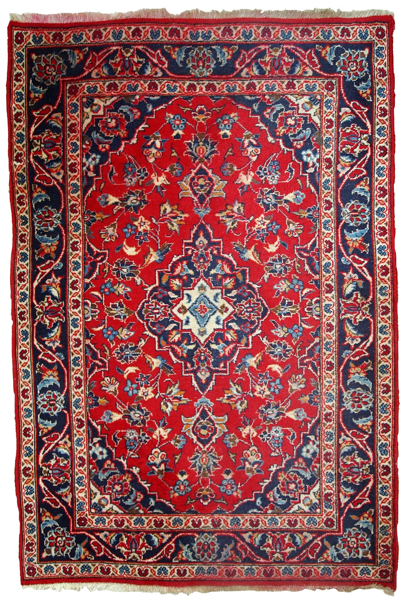 Handmade vintage Persian Kashan rug 1950s