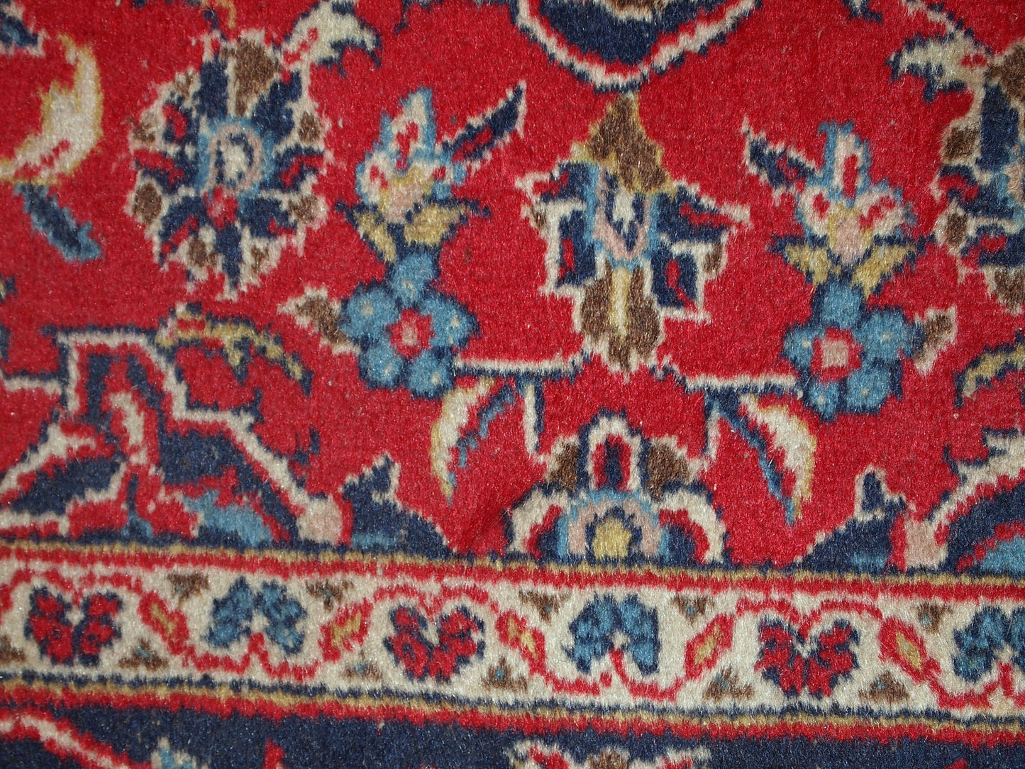 Handmade vintage Persian Kashan rug 1950s