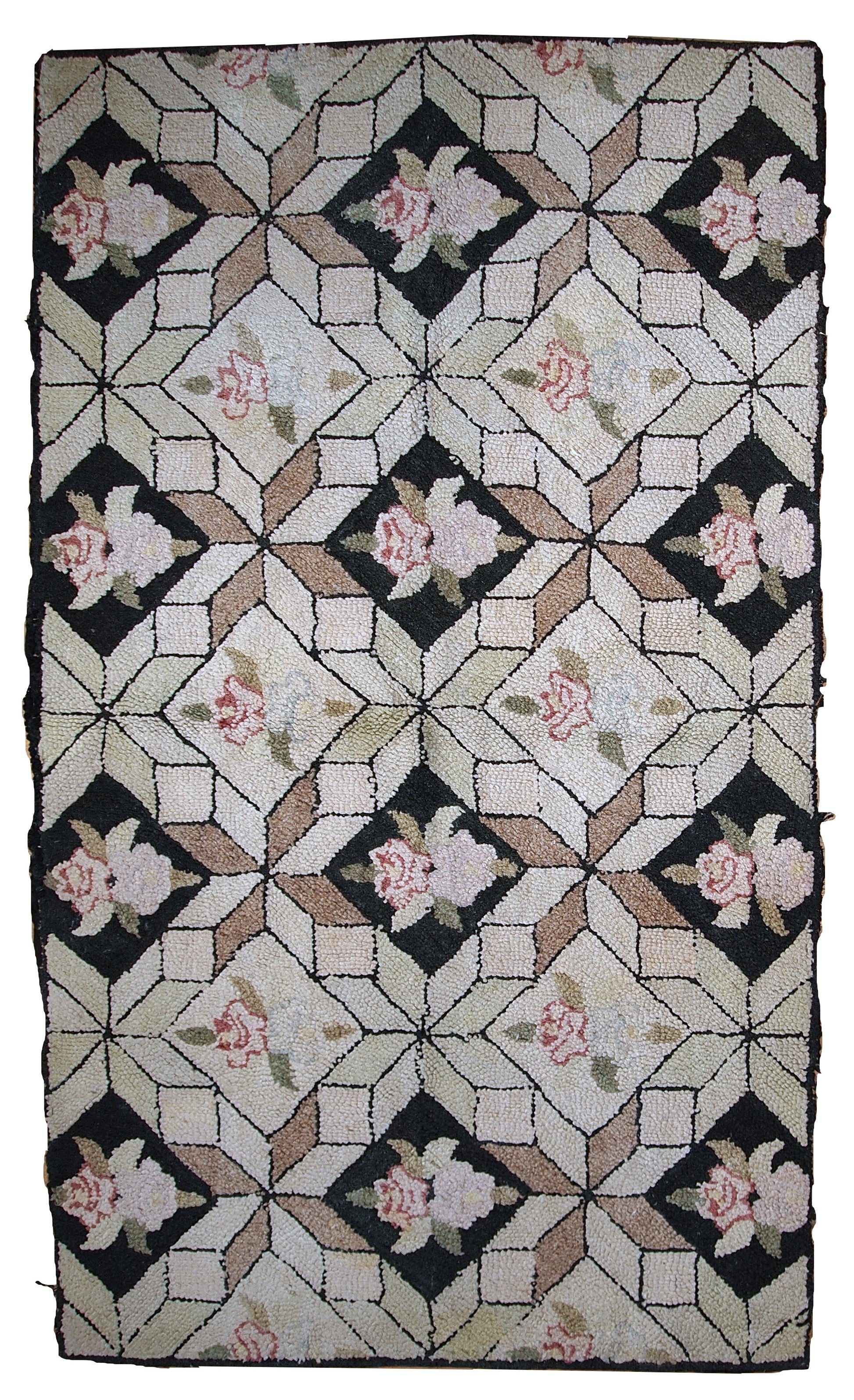 Handmade antique American hooked rug  1930s 1930s