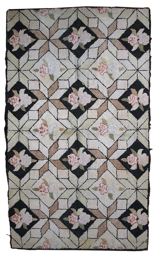 Handmade antique American hooked rug  1930s 1930s