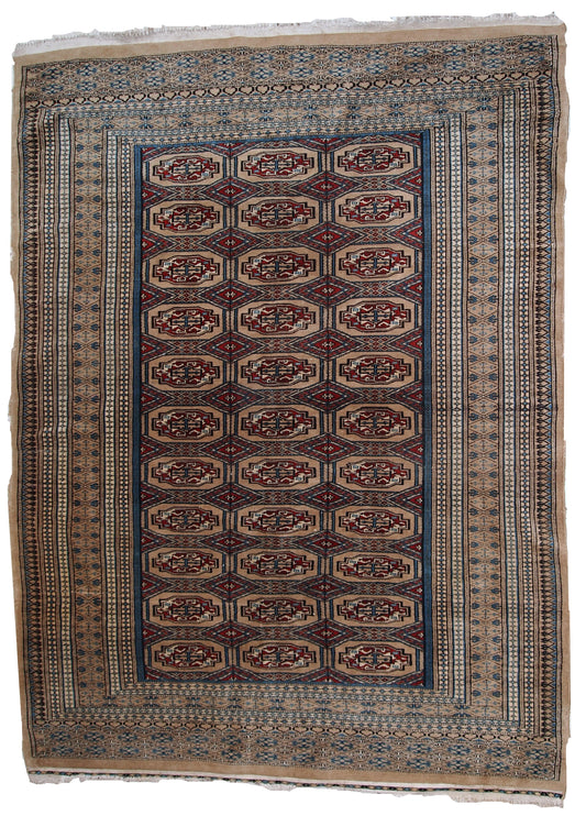 Handmade vintage Uzbek Bukhara rug 1960s