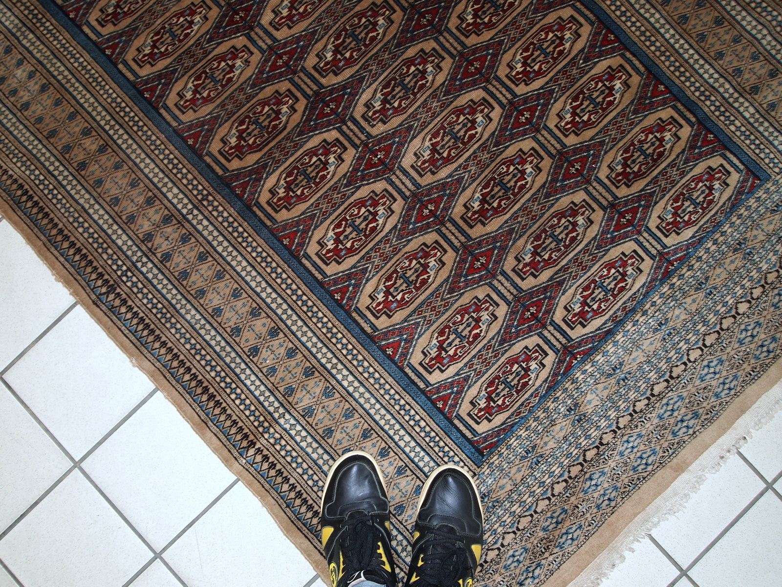 Handmade vintage Uzbek Bukhara rug 1960s