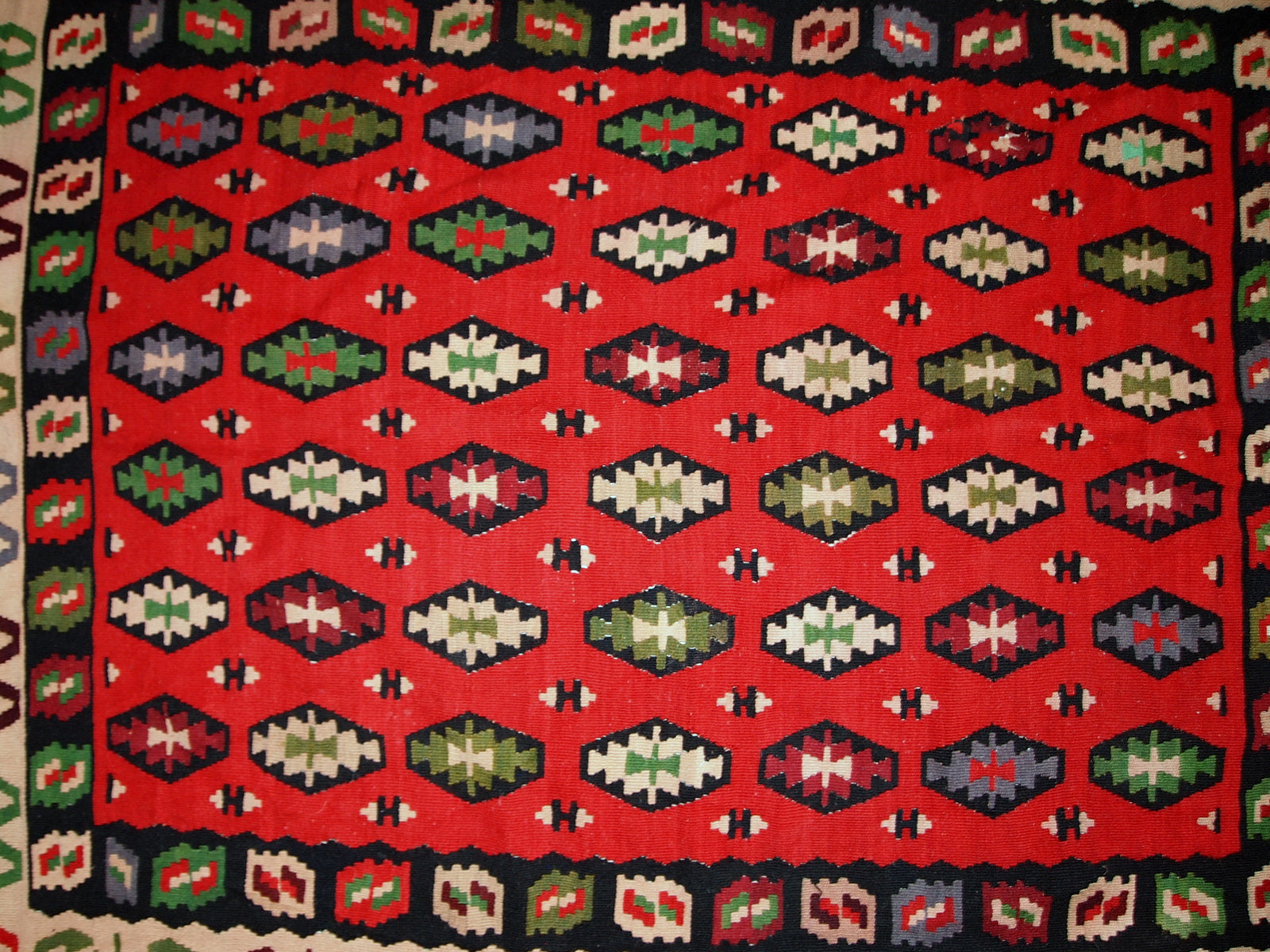 Handmade vintage Turkish Sharkoy kilim 1950s