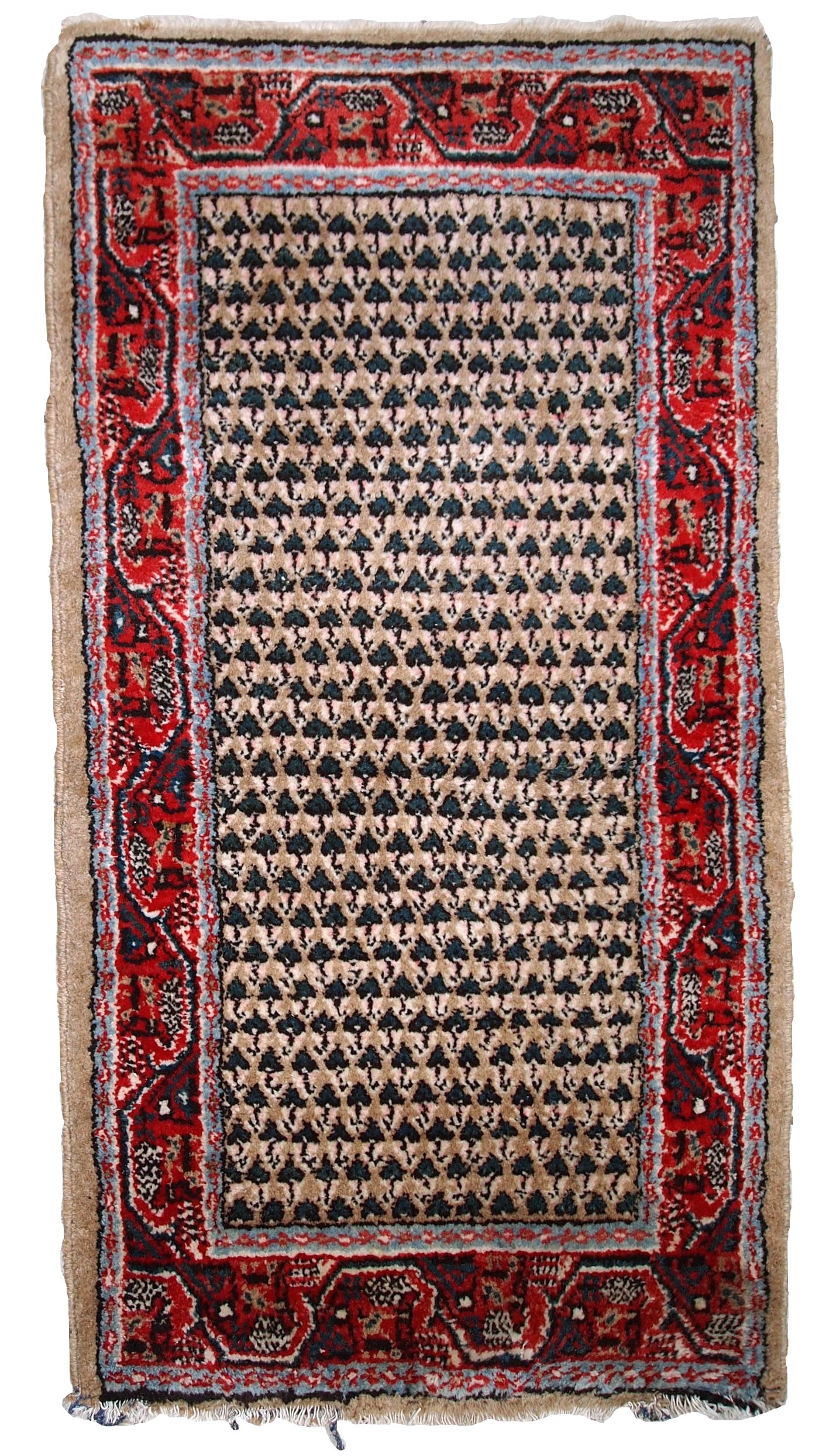 Handmade vintage Indian Seraband rug 1970s