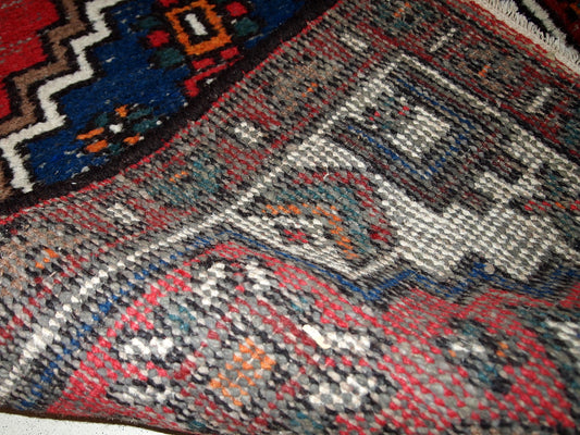Handmade vintage Persian Hamadan rug 1970s