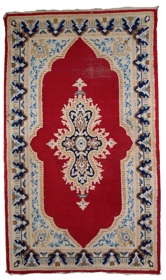 Handmade vintage Persian Kerman rug 1970s