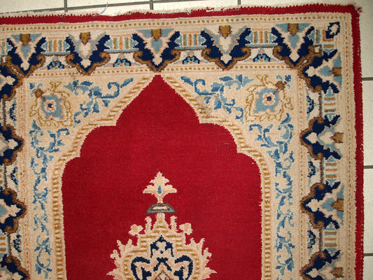 Handmade vintage Persian Kerman rug 1970s