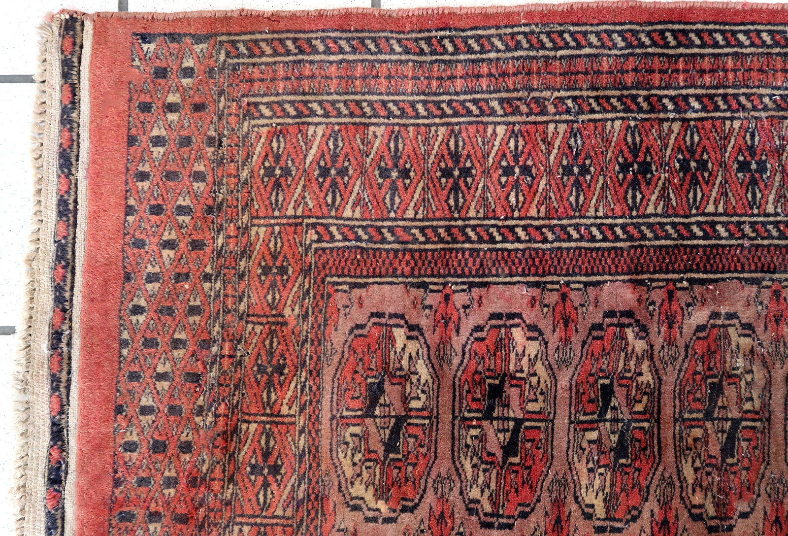 Handmade vintage Afghan Ersari rug 1960s