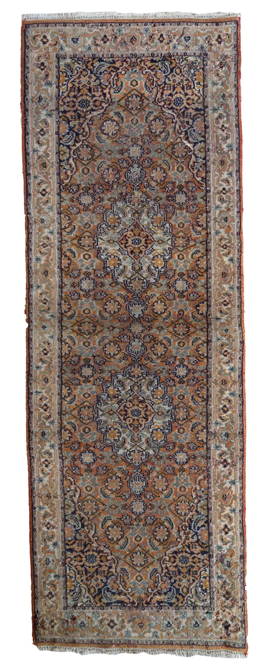 Handmade vintage Indo-Tabriz runner 1970s