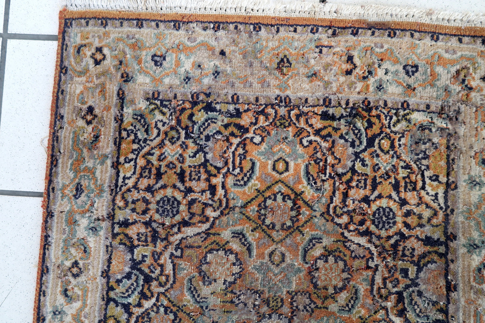 Handmade vintage Indo-Tabriz runner 1970s