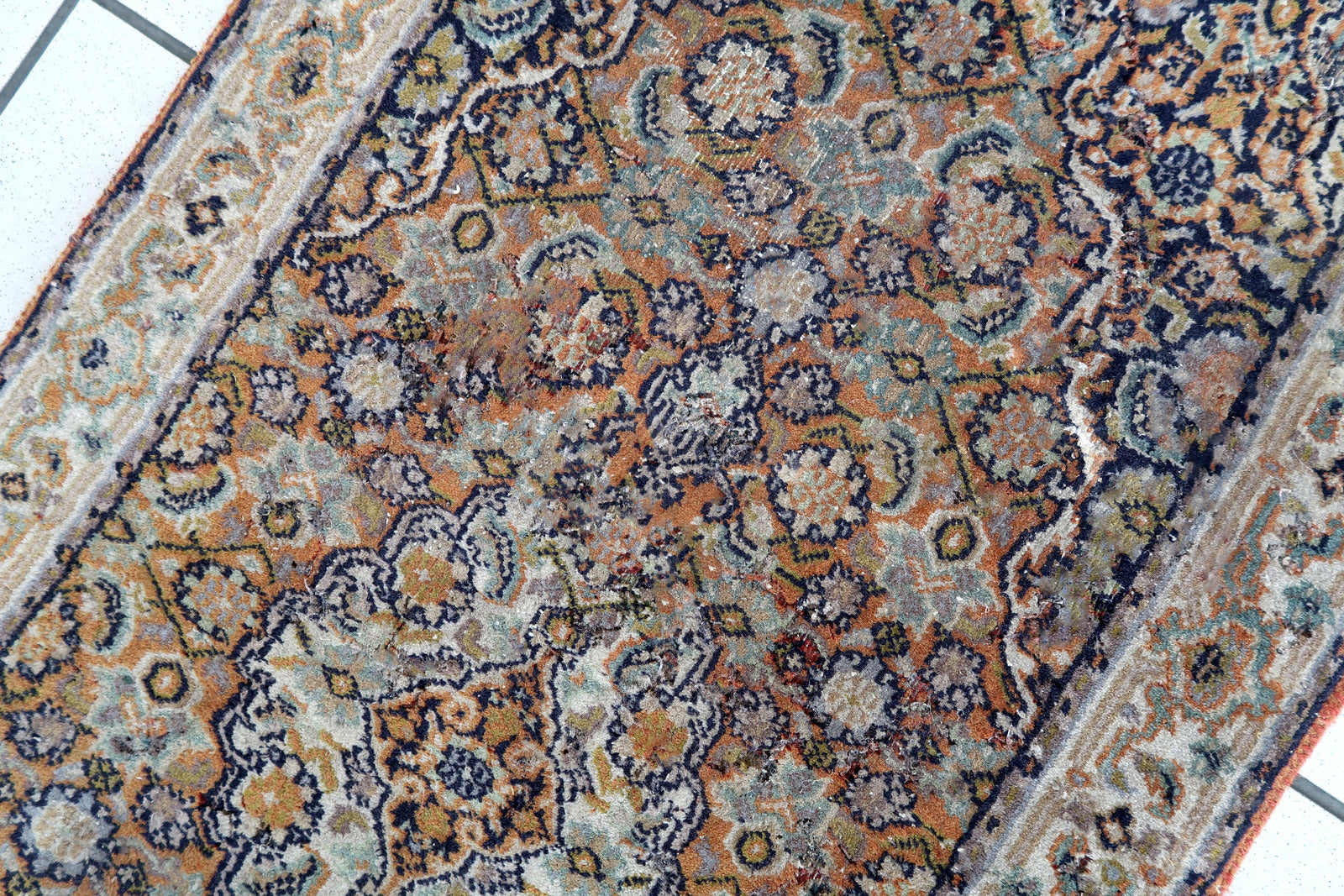 Handmade vintage Indo-Tabriz runner 1970s