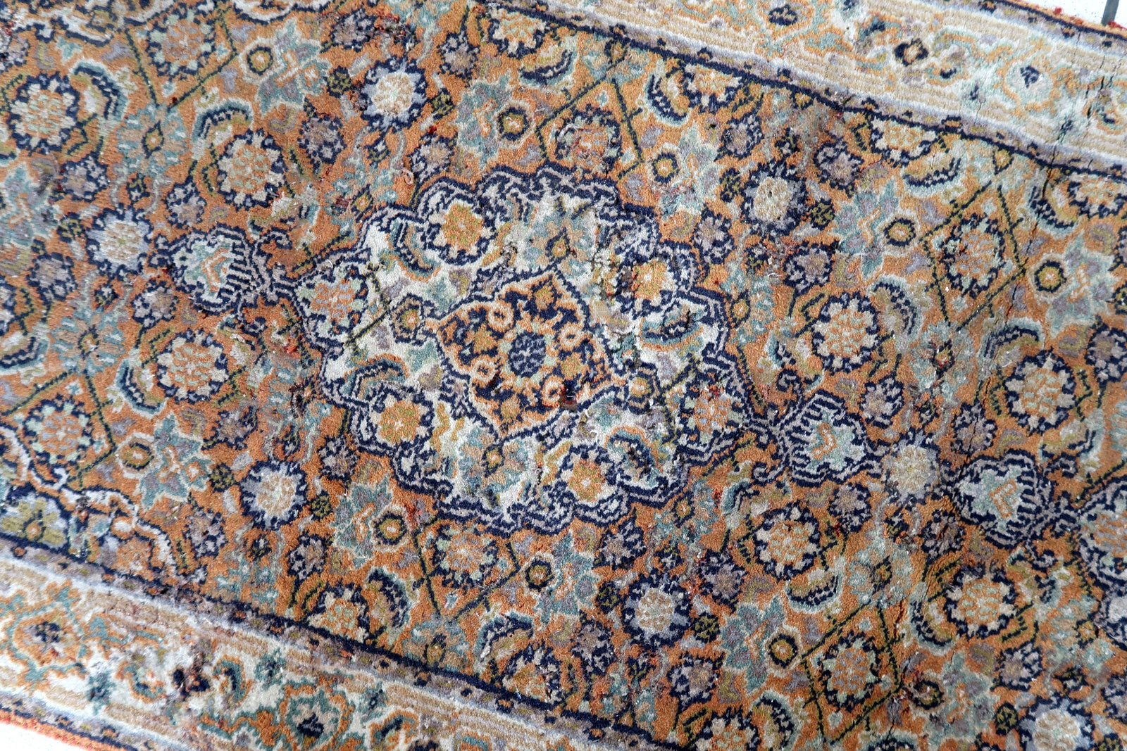 Handmade vintage Indo-Tabriz runner 1970s
