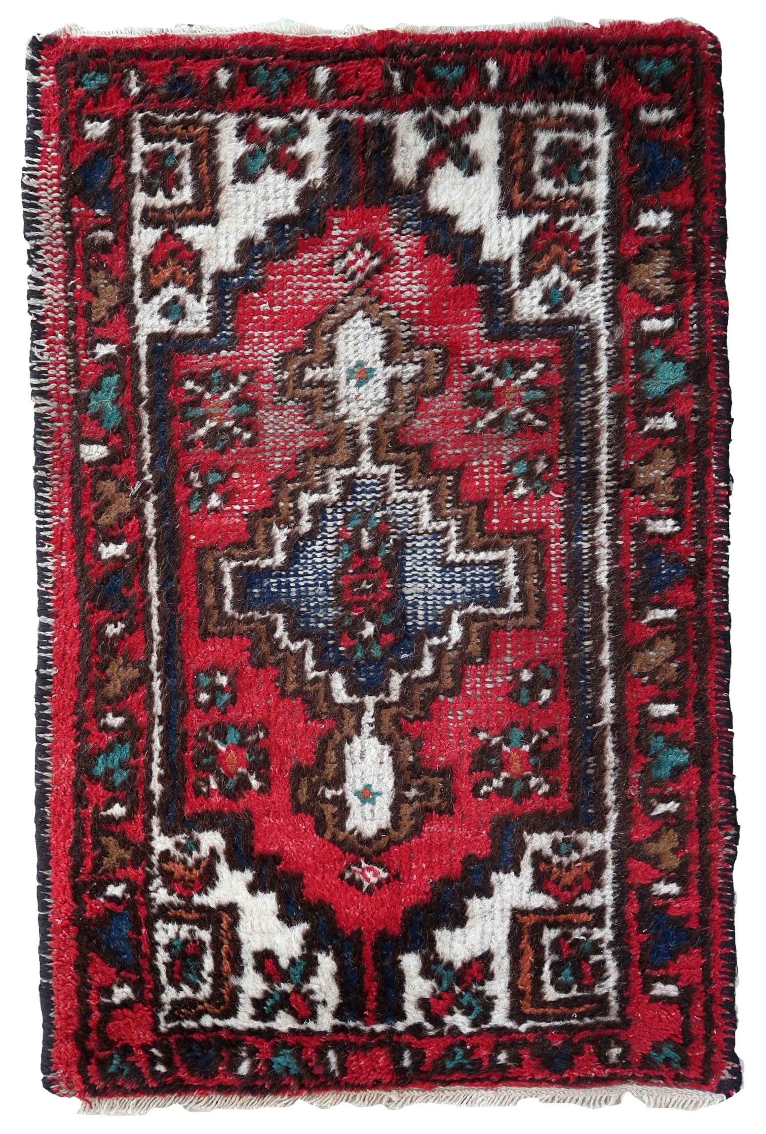 Handmade vintage Persian Hamadan rug 1970s