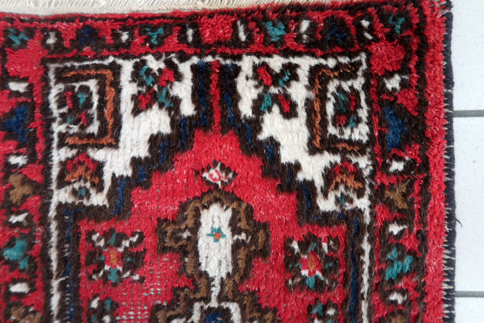 Handmade vintage Persian Hamadan rug 1970s