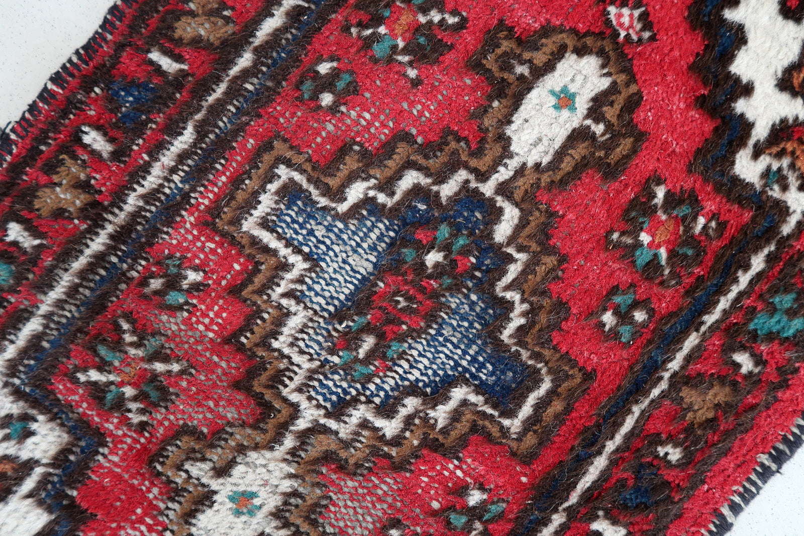 Handmade vintage Persian Hamadan rug 1970s