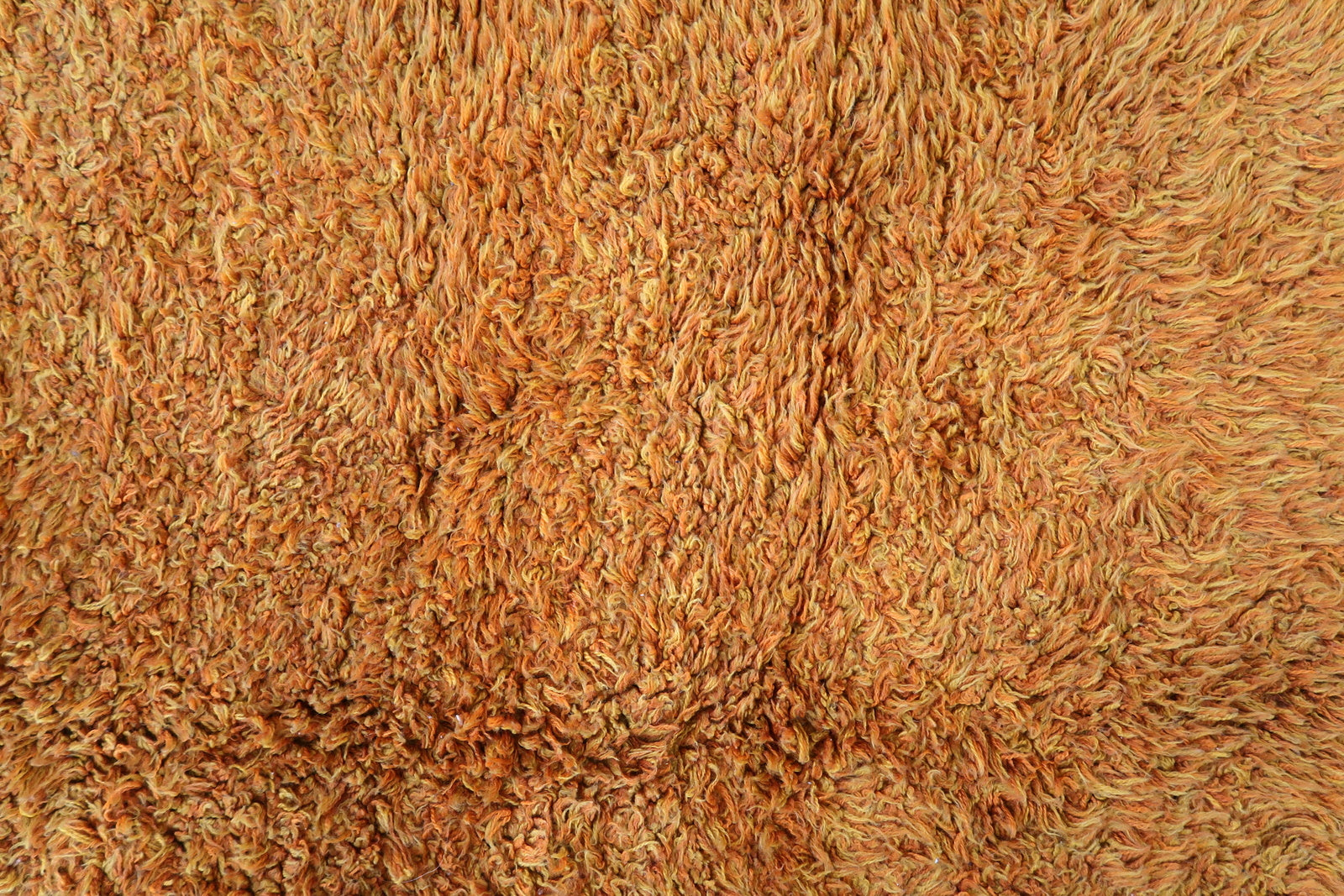 Handmade vintage Swedish Shag rug in original good condition. The rug is from the end of 20th century made in orange wool