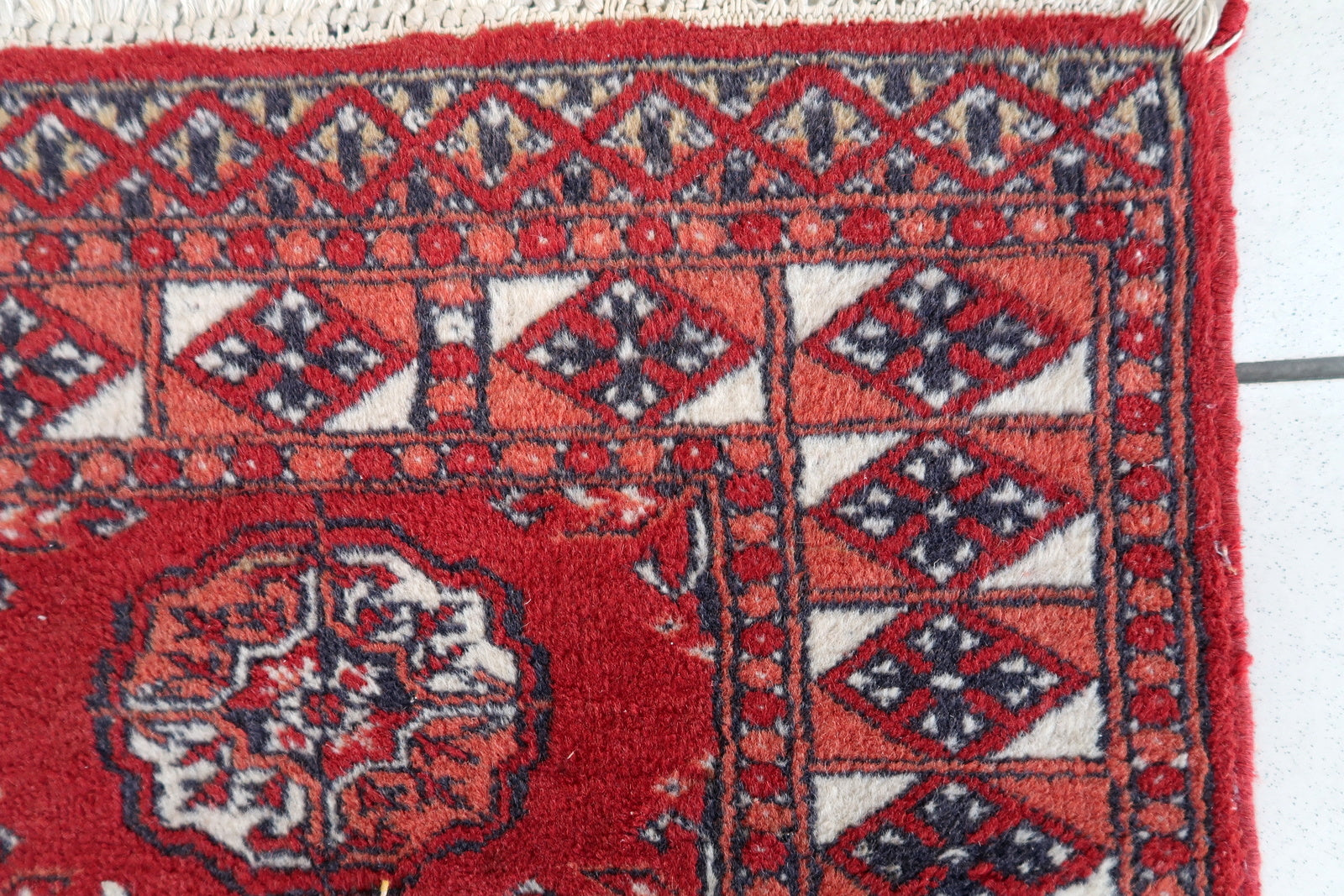 Handmade vintage Afghan Ersari rug 1970s