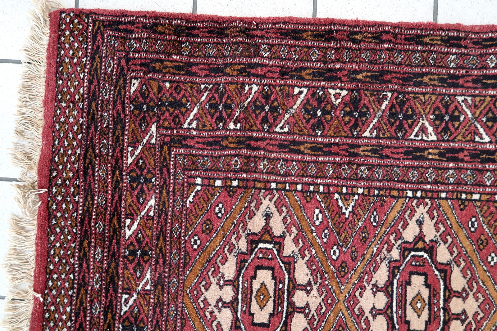 Handmade vintage Afghan Ersari rug 1970s