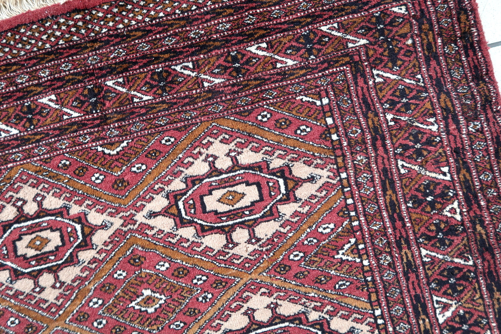Handmade vintage Afghan Ersari rug 1970s