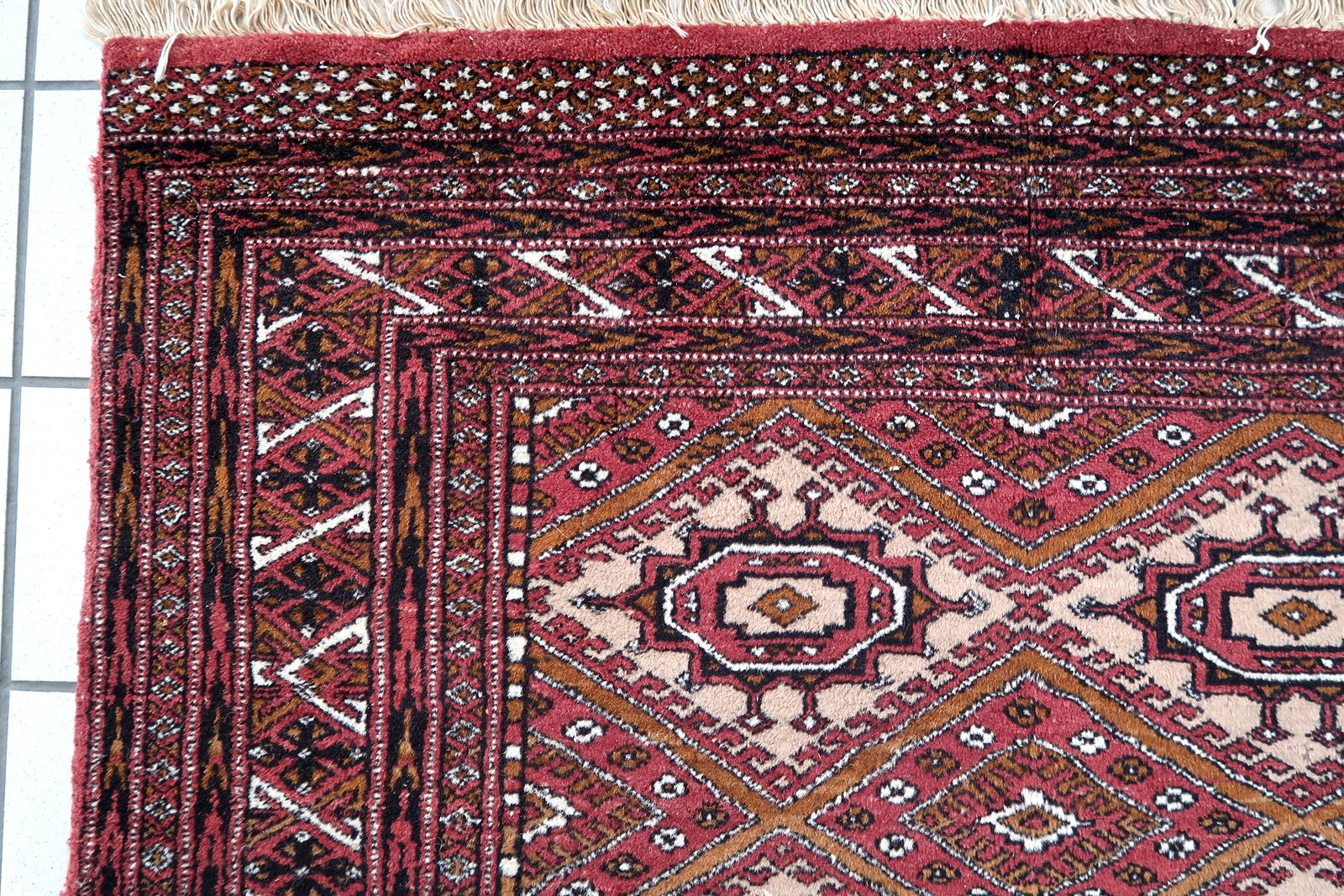 Handmade vintage Afghan Ersari rug 1970s
