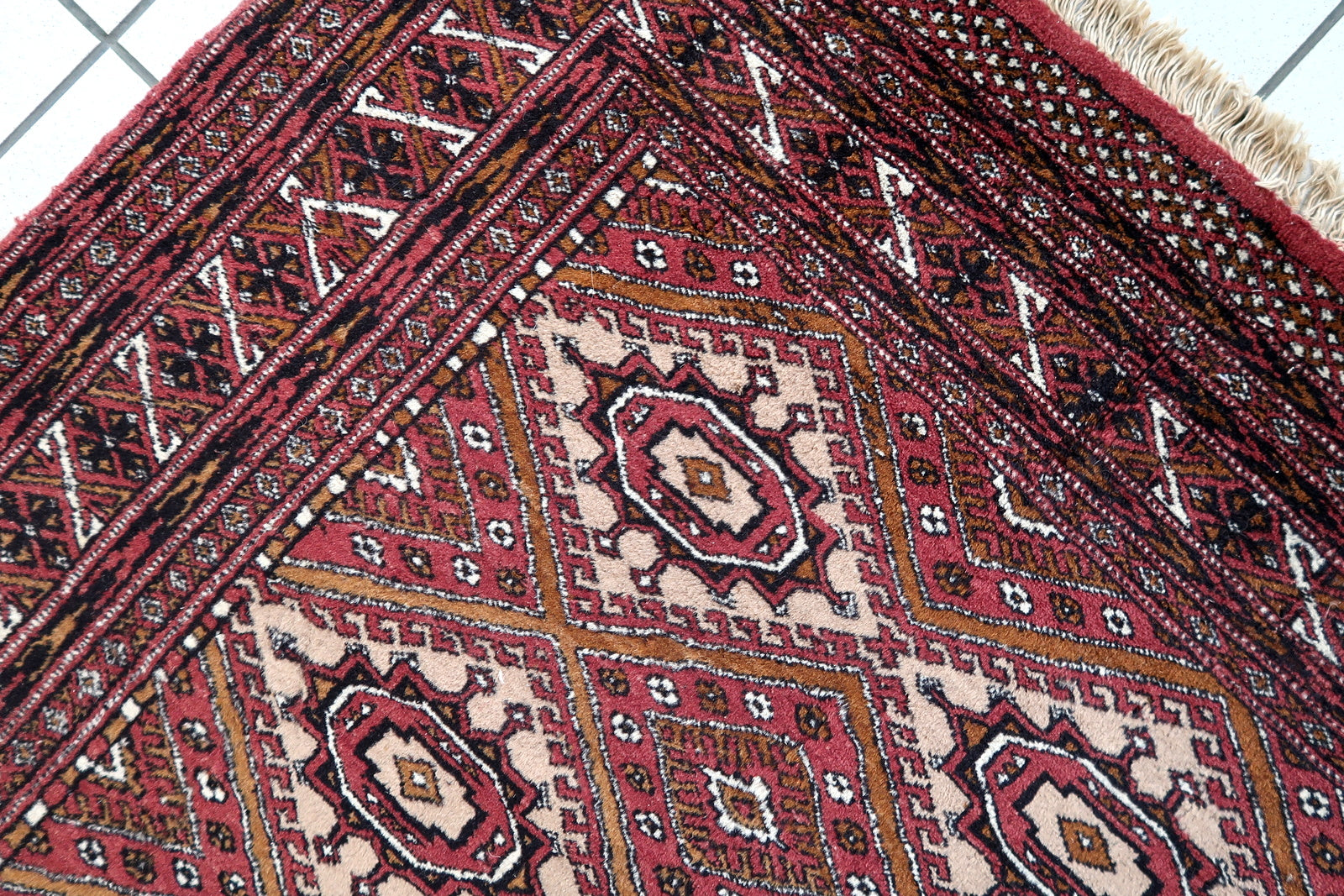 Handmade vintage Afghan Ersari rug 1970s