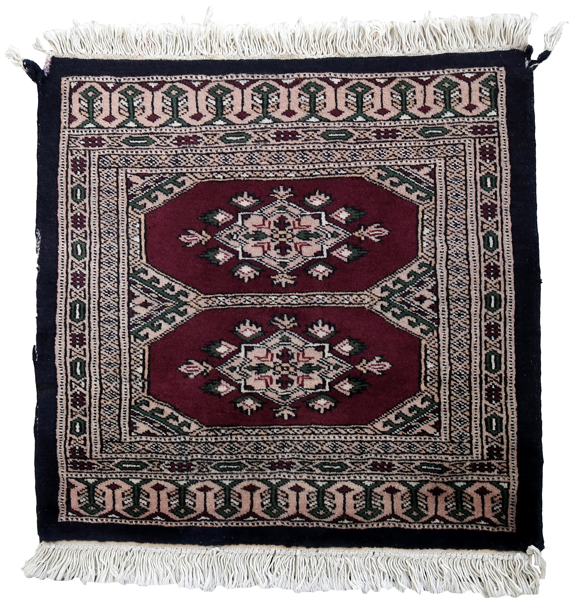 Handmade vintage Uzbek Bukhara rug 1970s
