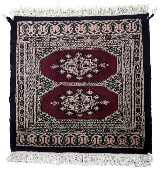 Handmade vintage Uzbek Bukhara rug 1970s