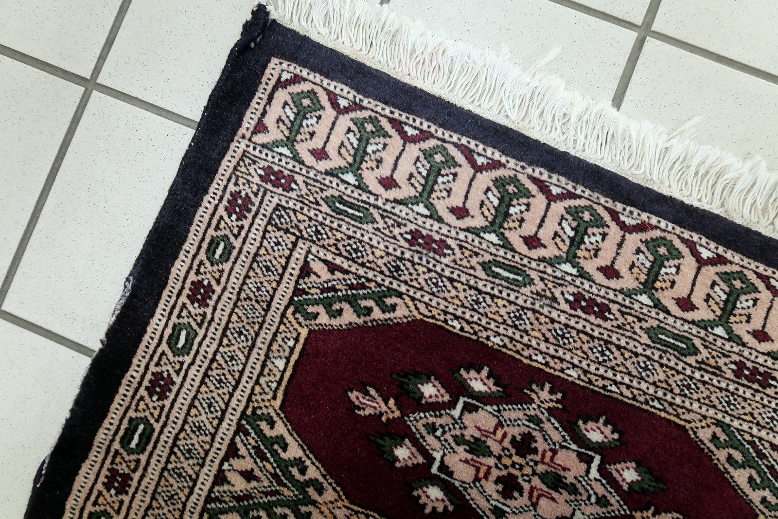Handmade vintage Uzbek Bukhara rug 1970s