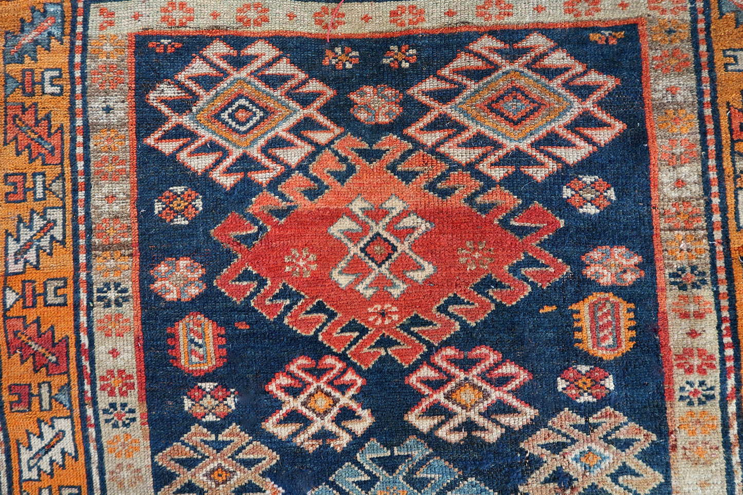 Handmade antique Caucasian Shirvan rug 1910s