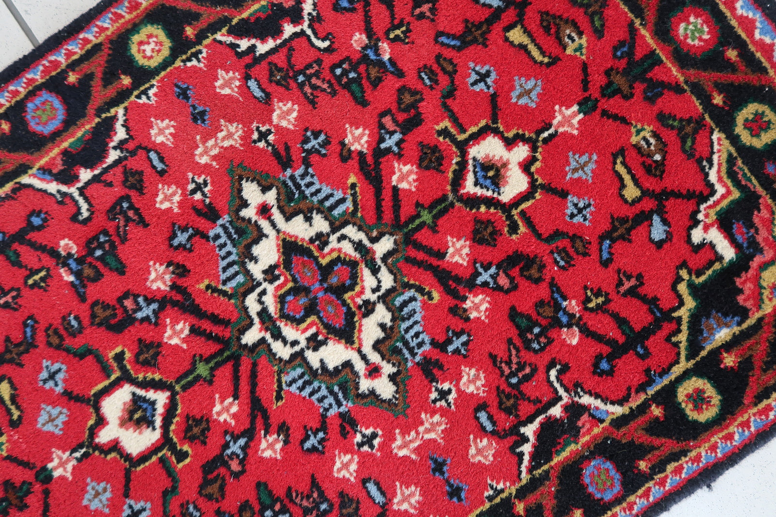 Handmade vintage Persian Hamadan rug 1970s