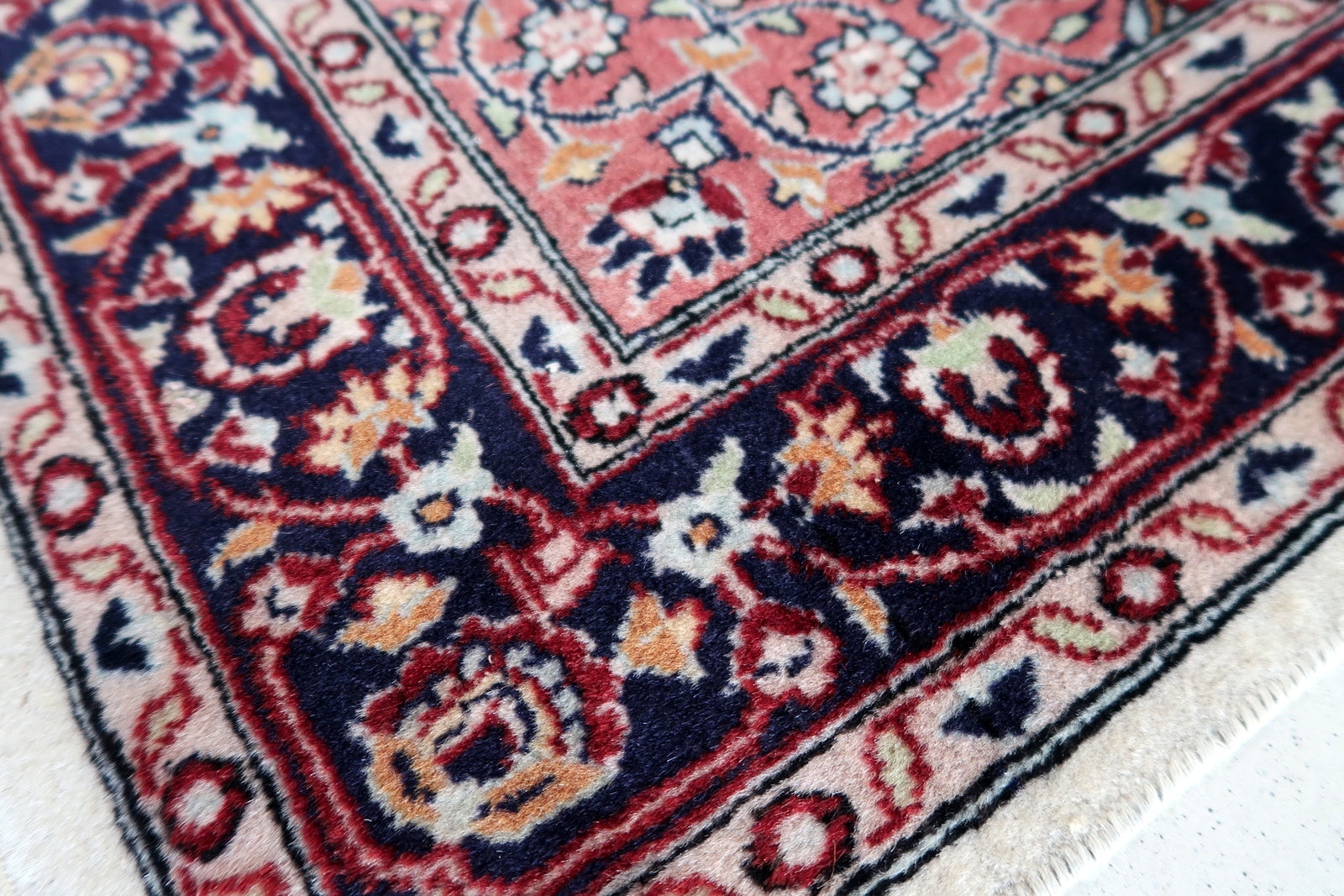 Handmade vintage Middle Eastern rug in light colors. The rug is from the end of 20th century in original good condition.