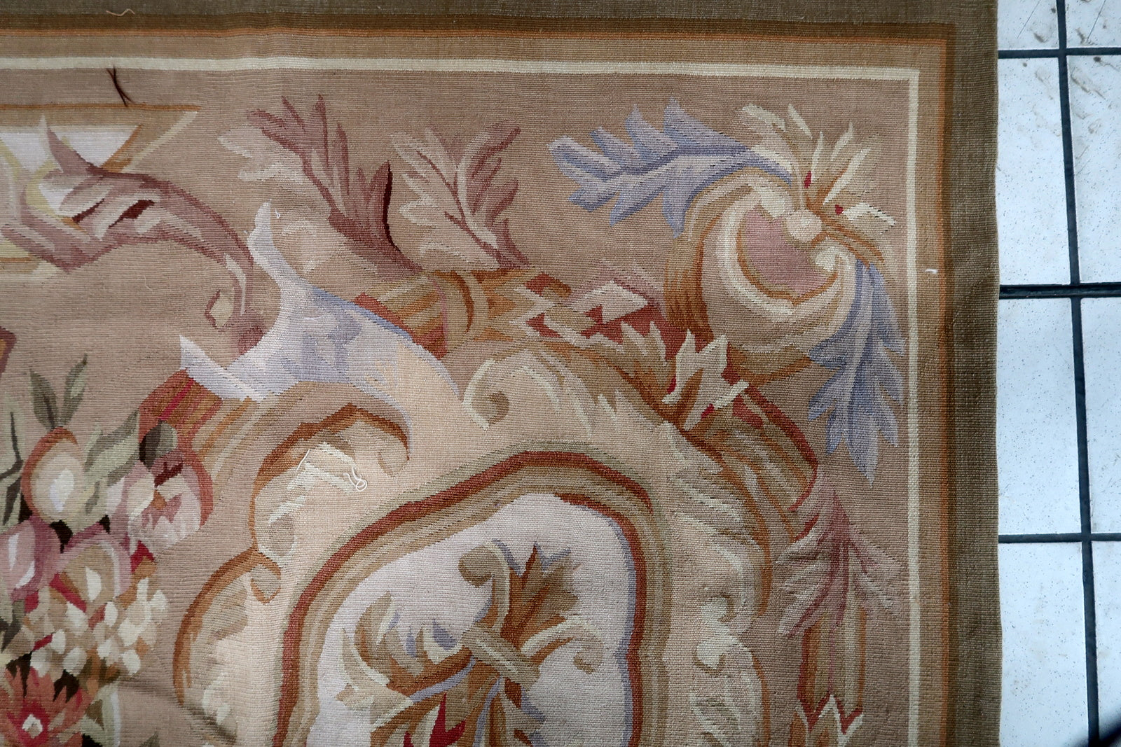 Handmade vintage French Aubusson rug 1970s
