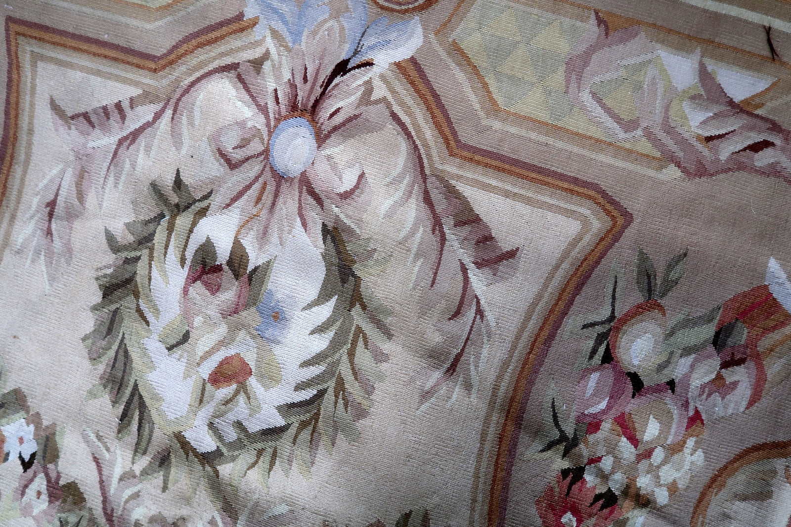 Handmade vintage French Aubusson rug 1970s
