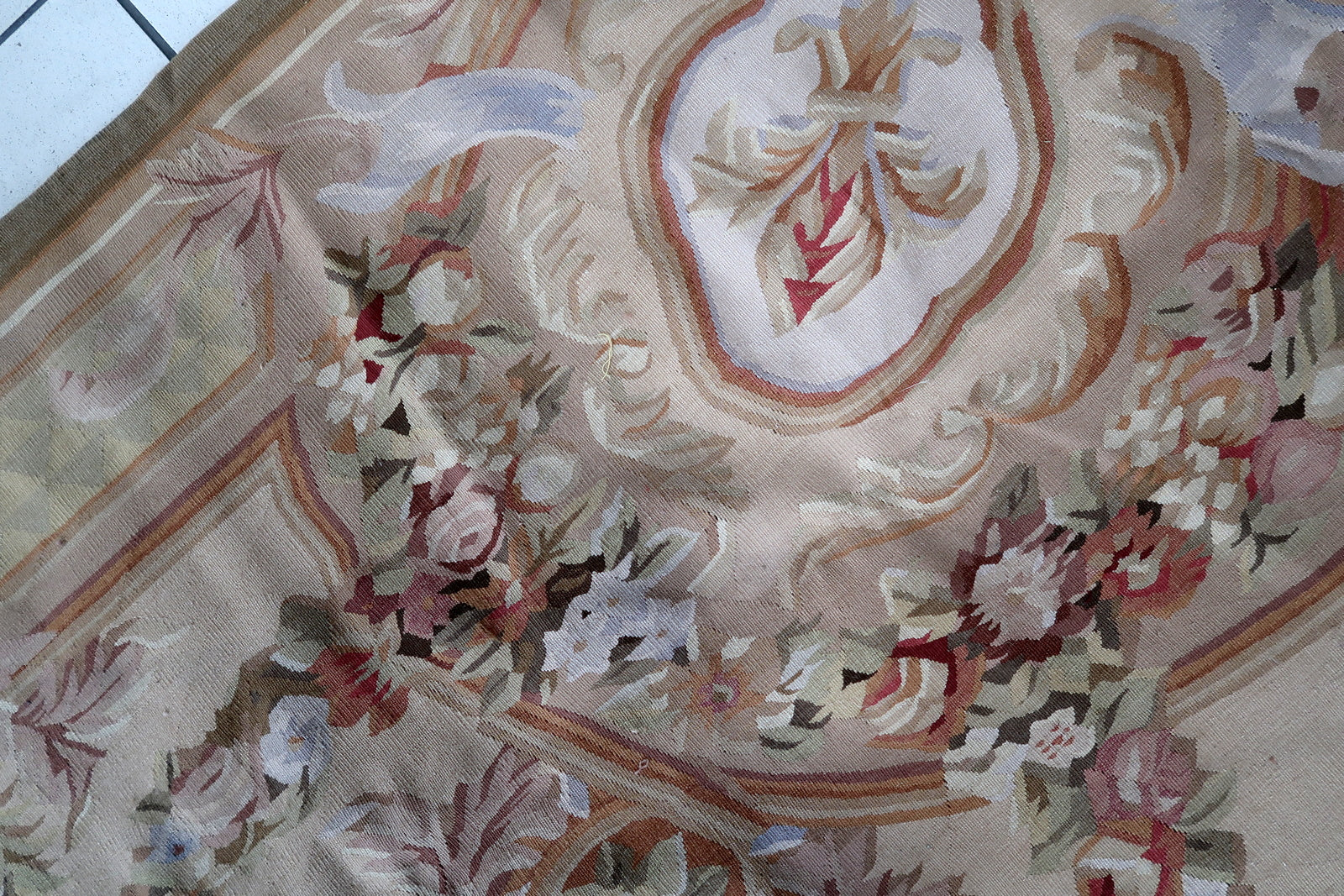 Handmade vintage French Aubusson rug 1970s