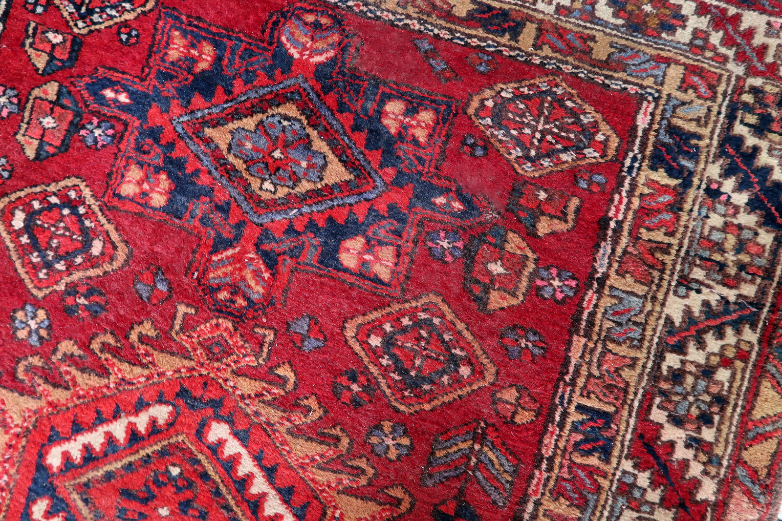 Handmade vintage Persian Malayer runner 1930s